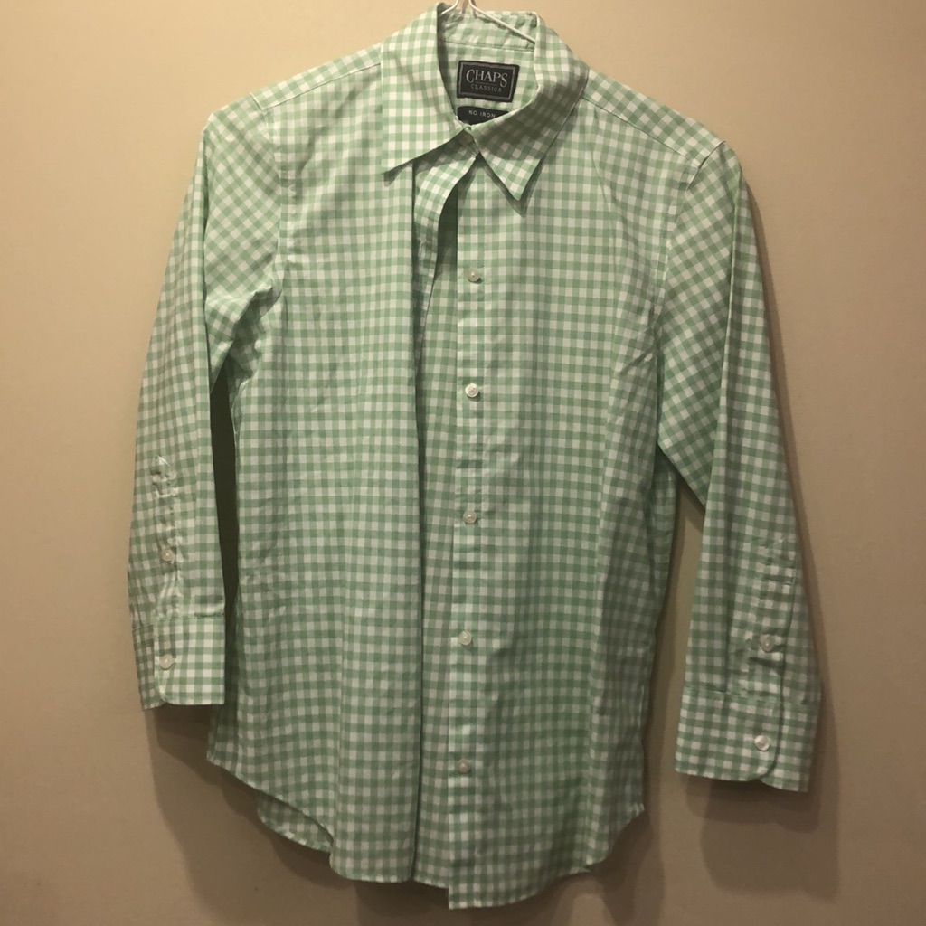 Green Gingham Button Down- Chaps